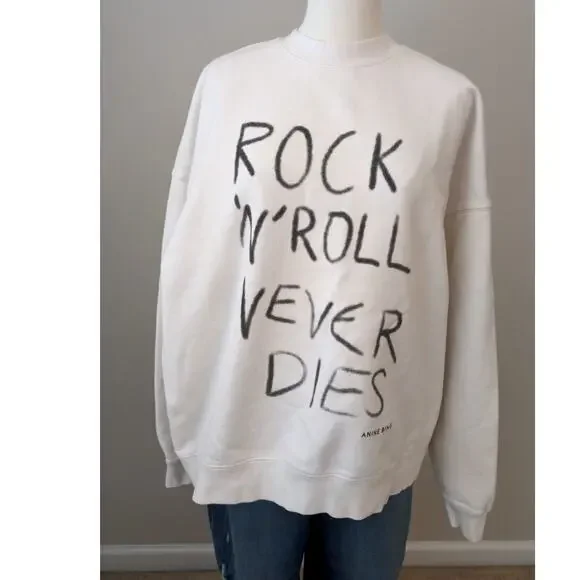 Anine Bing Miles Sweatshirt Slogan Rock 'n' Roll - Picture 2 of 8